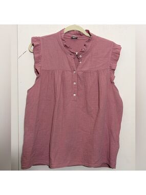 J Crew Factory Gauze Smocked Ruffleneck Top Size L